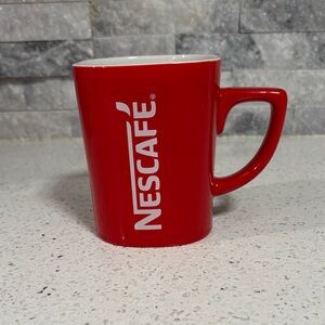 Nescafé Collectible Ceramic Bright Red Coffee Mug 11 oz White Logo